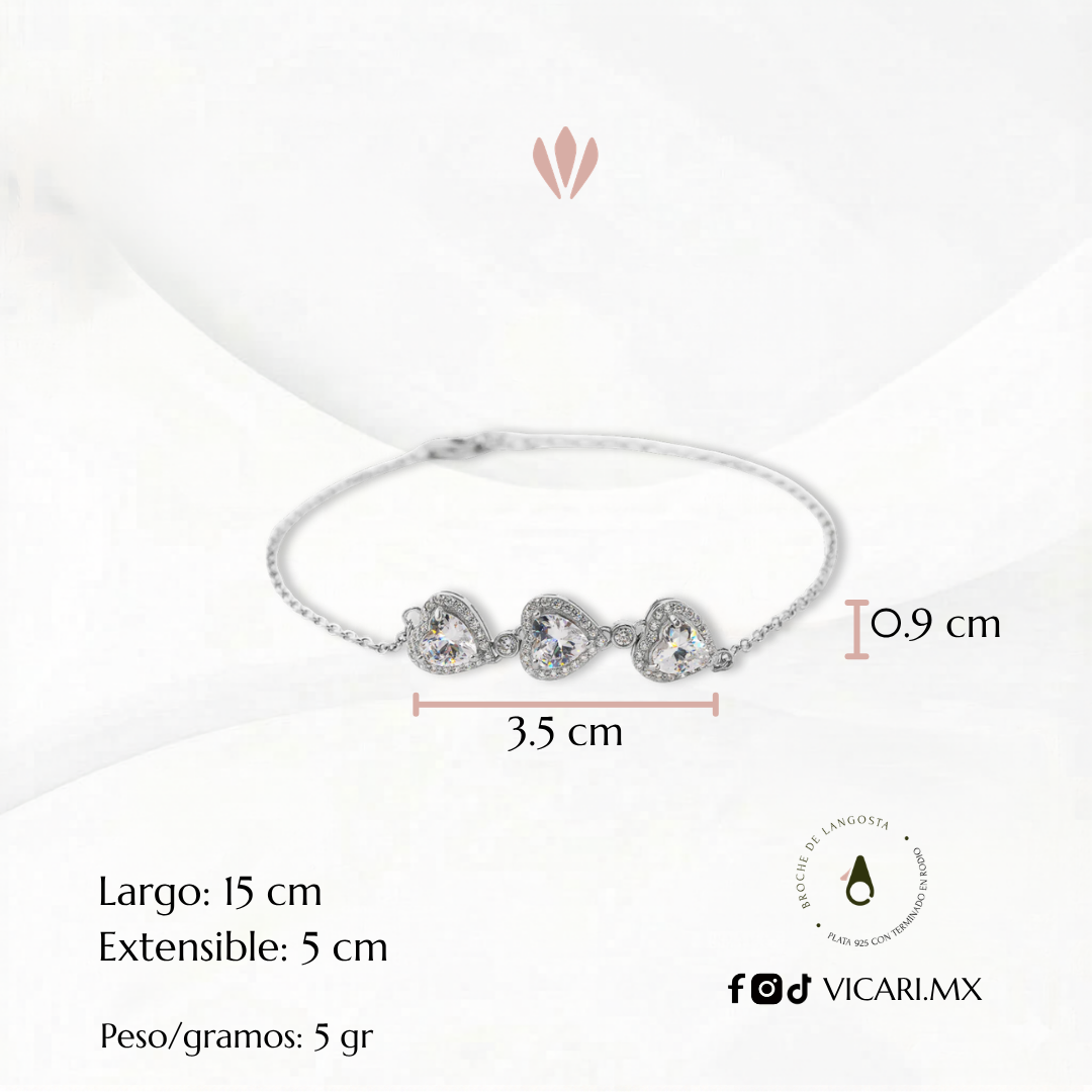 Pulsera Tres Corazones